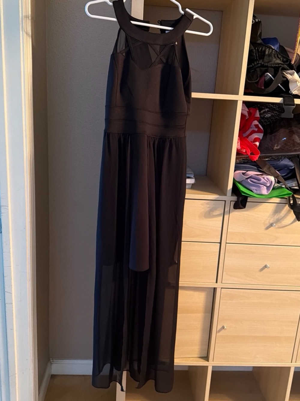 Sweet Storm Black Sheer Overlay Maxi Dress
